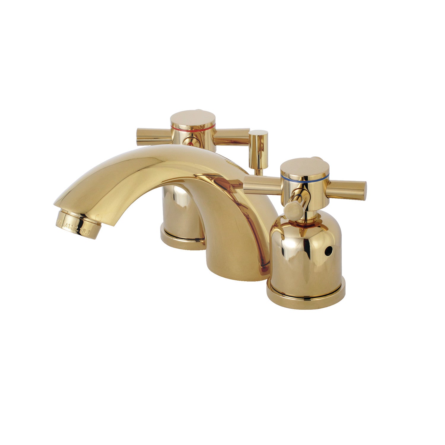 Kingston Tulare KB8952DX - Concord Two-Handle 3-Hole Deck Mount Mini-Widespread Bathroom Faucet with Pop-Up Drain, Polished Brass — image 1